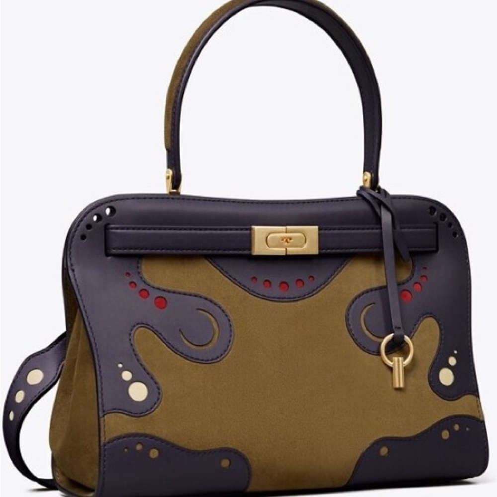 Tory Burch Lee Radziwill Small Bag – Midnight Suede & Leather Trim- (Never used)
